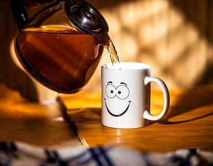 White Emoji Mugs - Dishwasher-Safe Porcelain Set of 6 Mugs - Hot Chocolate, Coffee & Tea Drinking Mugs