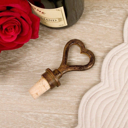 Modern Love Heart Shaped Bottle Stopper Vintage Style Cast Iron