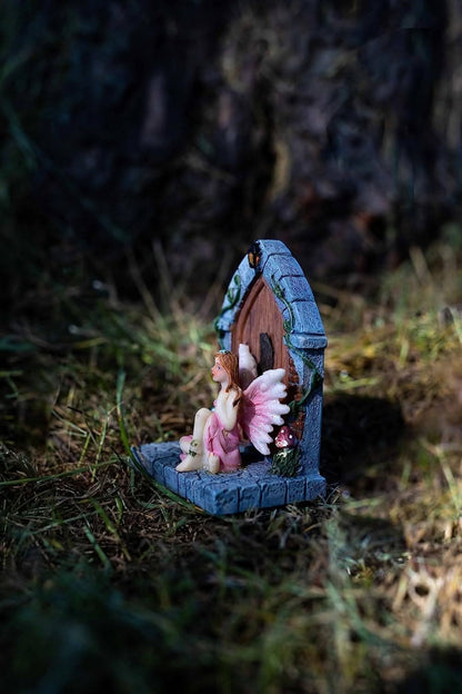 Enchanted Pink Fairy Door Garden Ornament