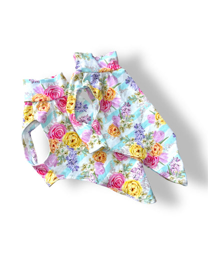 Jersey Vest - Floral Stripe