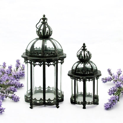 65/45CM GREY SET 2 METAL GARDEN LANTERNS