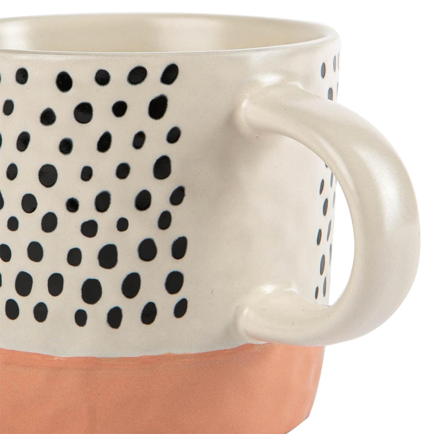 385ml Pink Colour Block Spot Portuguese Stoneware Coffee Mug