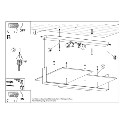Ceiling lamp steel, glass Massimo modern Design E27
