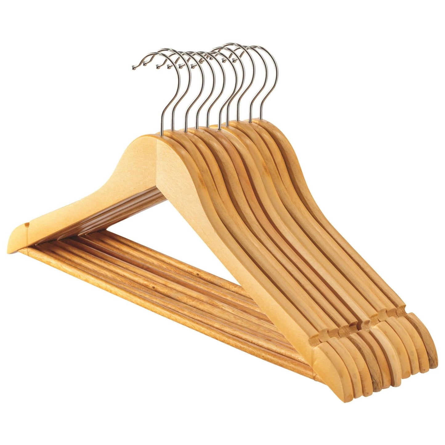 Brown Wooden Coat Hangers - Pack of 10