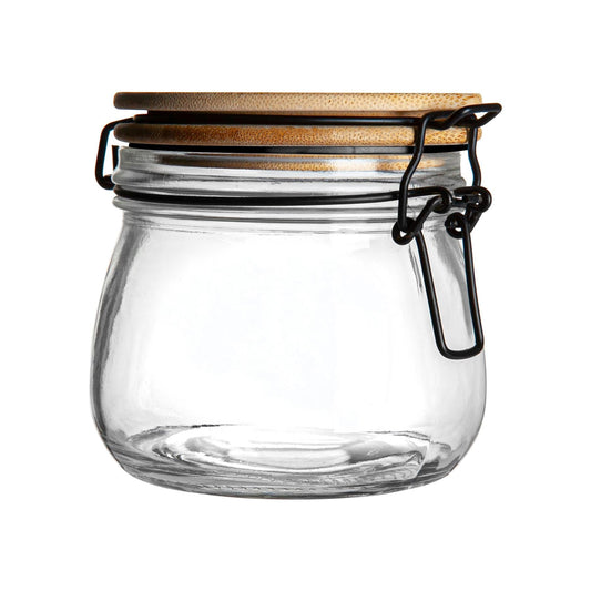 500ml Air tight overnight oats Glass Storage Jar with Wooden Clip Lid