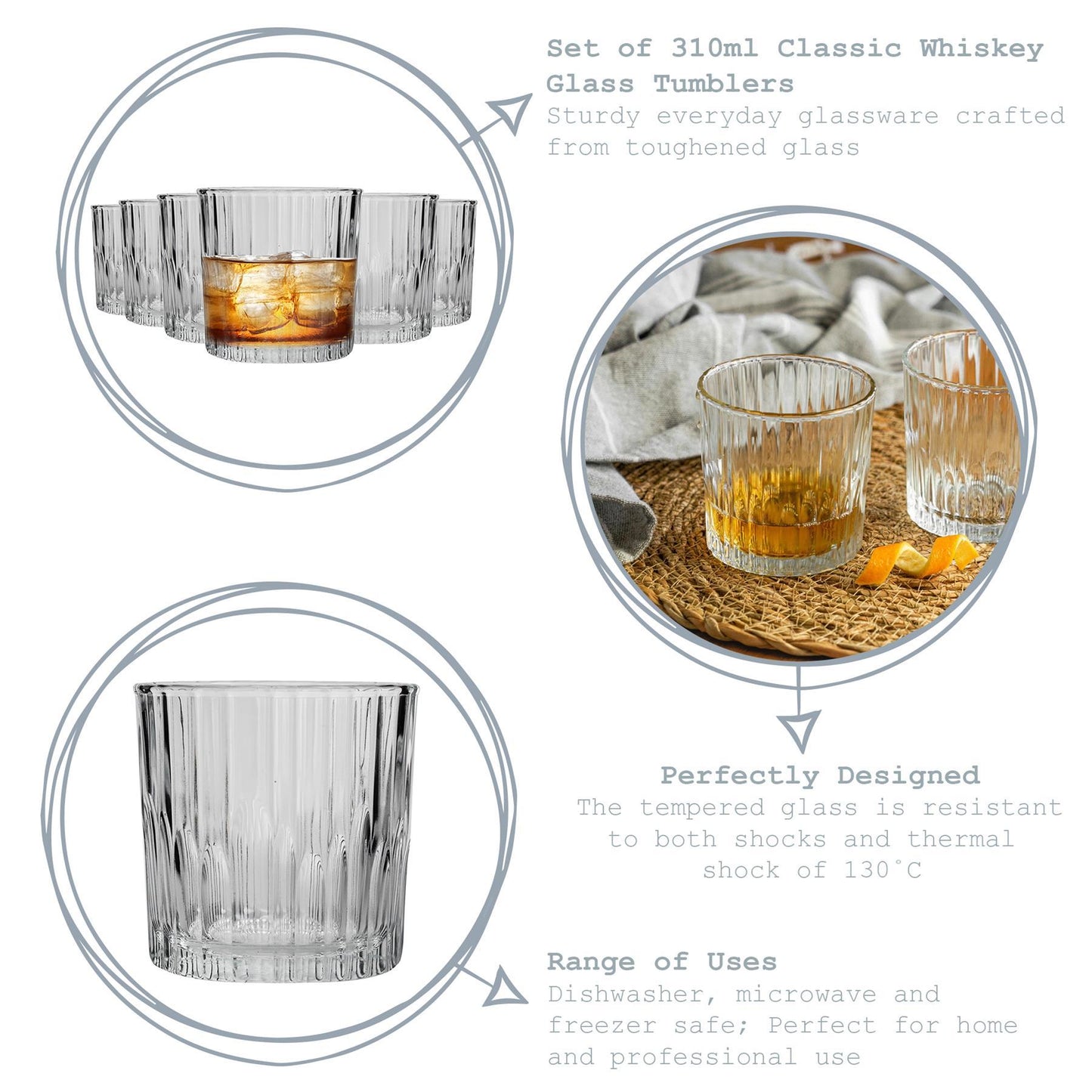 310ml Manhattan Whisky Glasses - Pack of Six