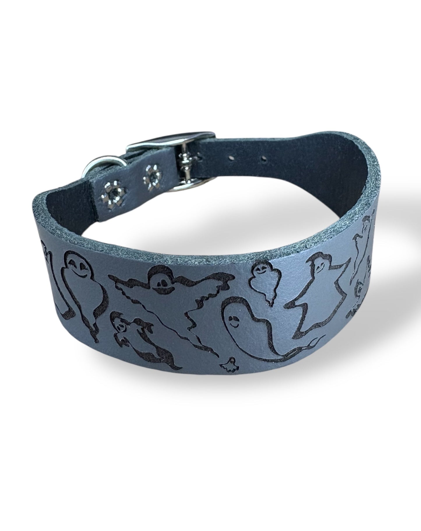 Leather Collar - HALLOWEEN - Ghosties