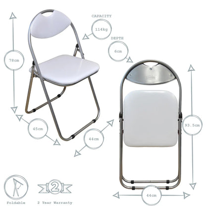 White Curved Padded Folding Chair