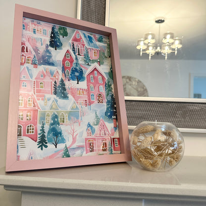 Pink Christmas Collage Winter Christmas Seasonal Wall Home Decor Print
