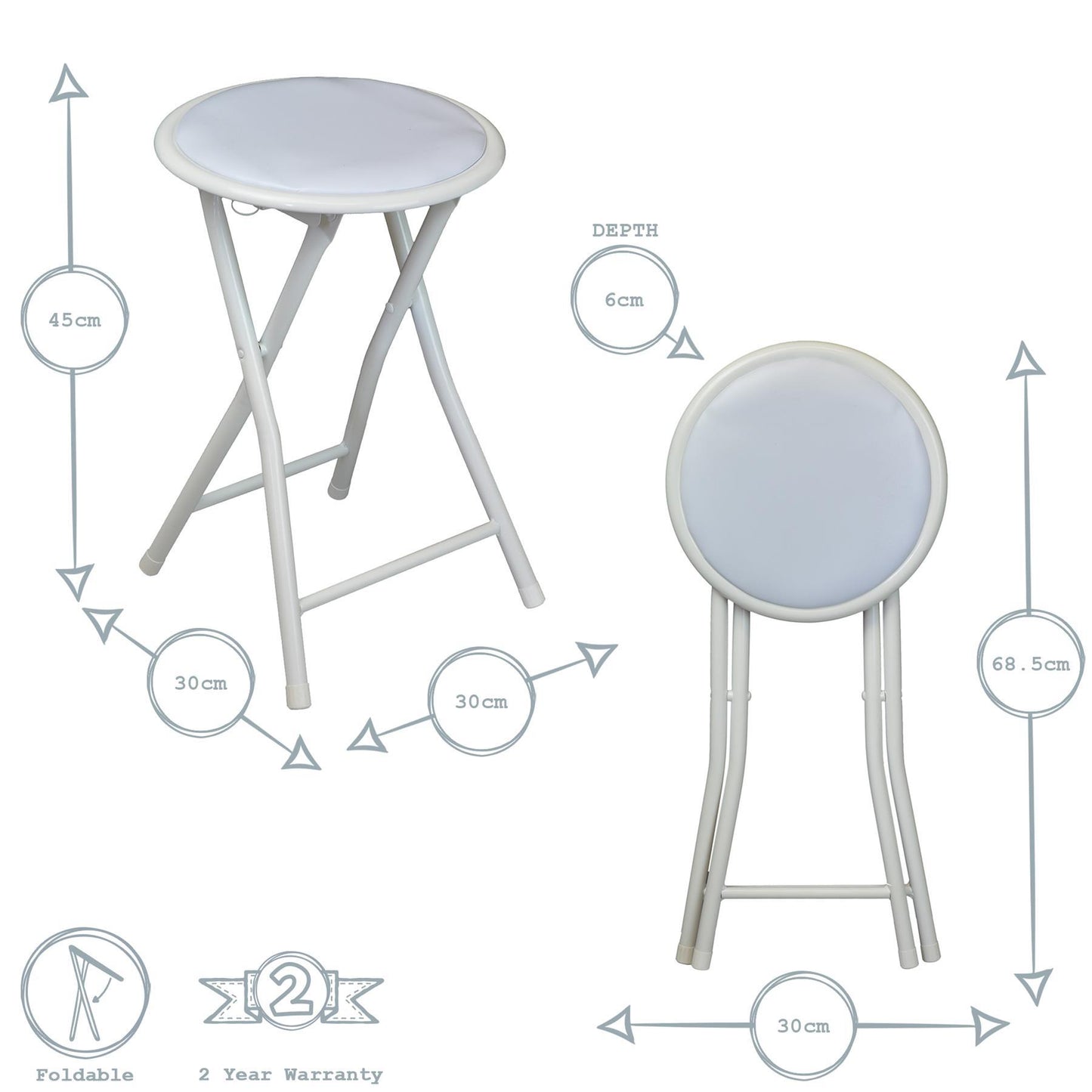 White Padded Folding Stool