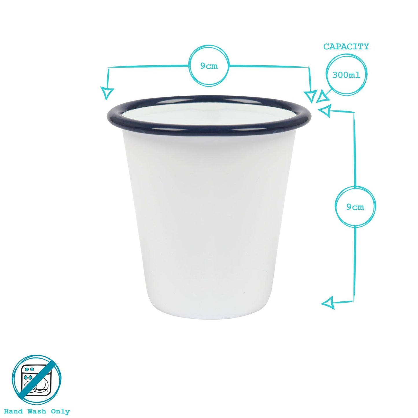 300ml White Enamel Tumblers - Pack of 6