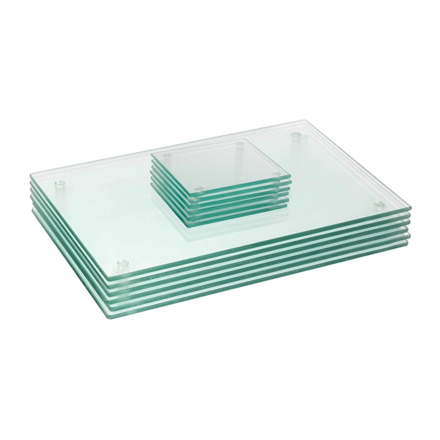 12pc 30cm x 20cm Glass Placemats & Coasters Set