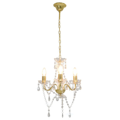 Chandelier with Beads Golden Round 3 x E14