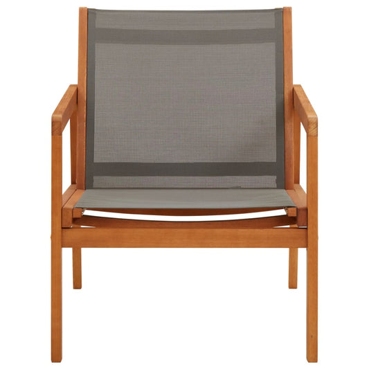 Garden Lounge Chair Grey Solid Eucalyptus Wood and Textilene