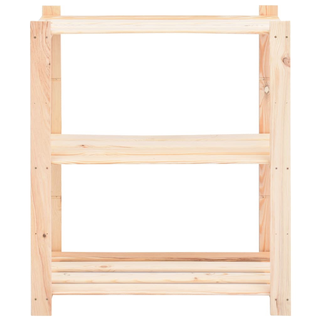3-Tier Storage Racks 3 pcs 80x38x90 cm Solid Pinewood 150 kg