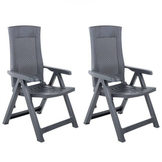 Garden Reclining Chairs 2 pcs Plastic Anthracite