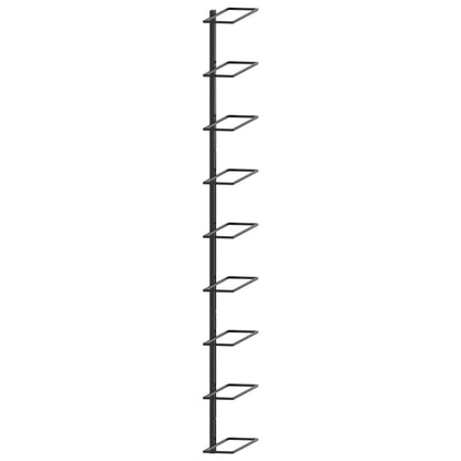 Wall-mounted Wine Rack for 9 Bottles Black Iron