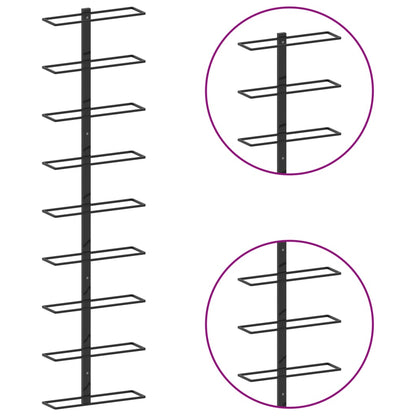 Wall-mounted Wine Rack for 9 Bottles Black Iron