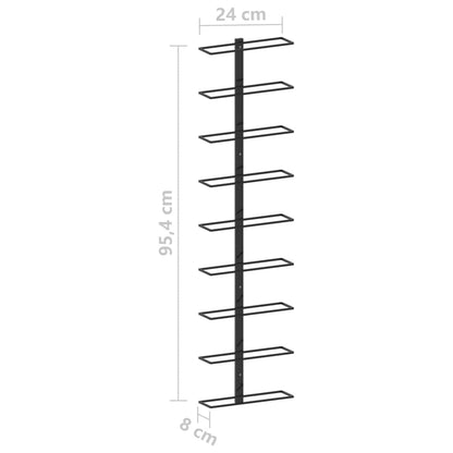 Wall-mounted Wine Rack for 9 Bottles Black Iron