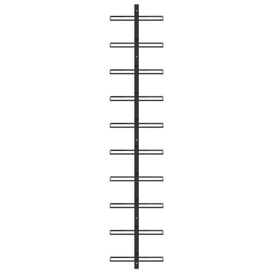Wall-mounted Wine Rack for 10 Bottles Black Metal
