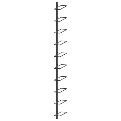 Wall-mounted Wine Rack for 10 Bottles Black Metal