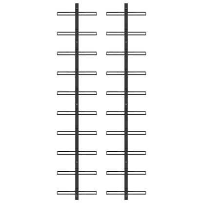 Wall-mounted Wine Racks for 20 Bottles 2 pcs Black Metal