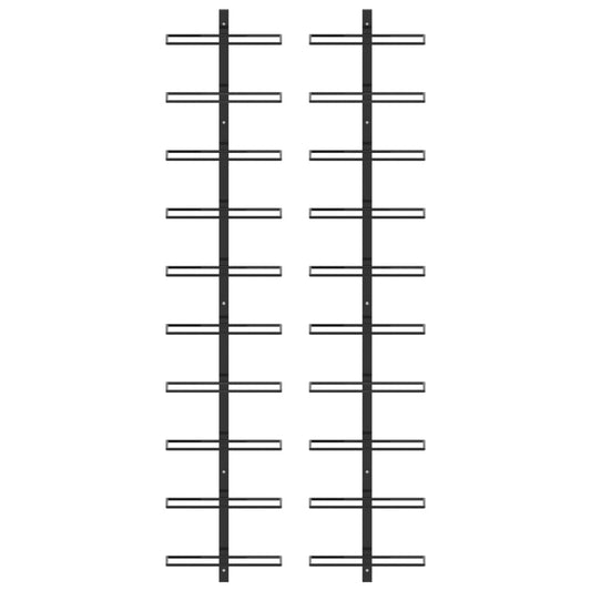 Wall-mounted Wine Racks for 20 Bottles 2 pcs Black Metal