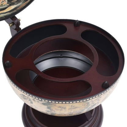 Tabletop Globe Bar Wine Stand Eucalyptus Wood White