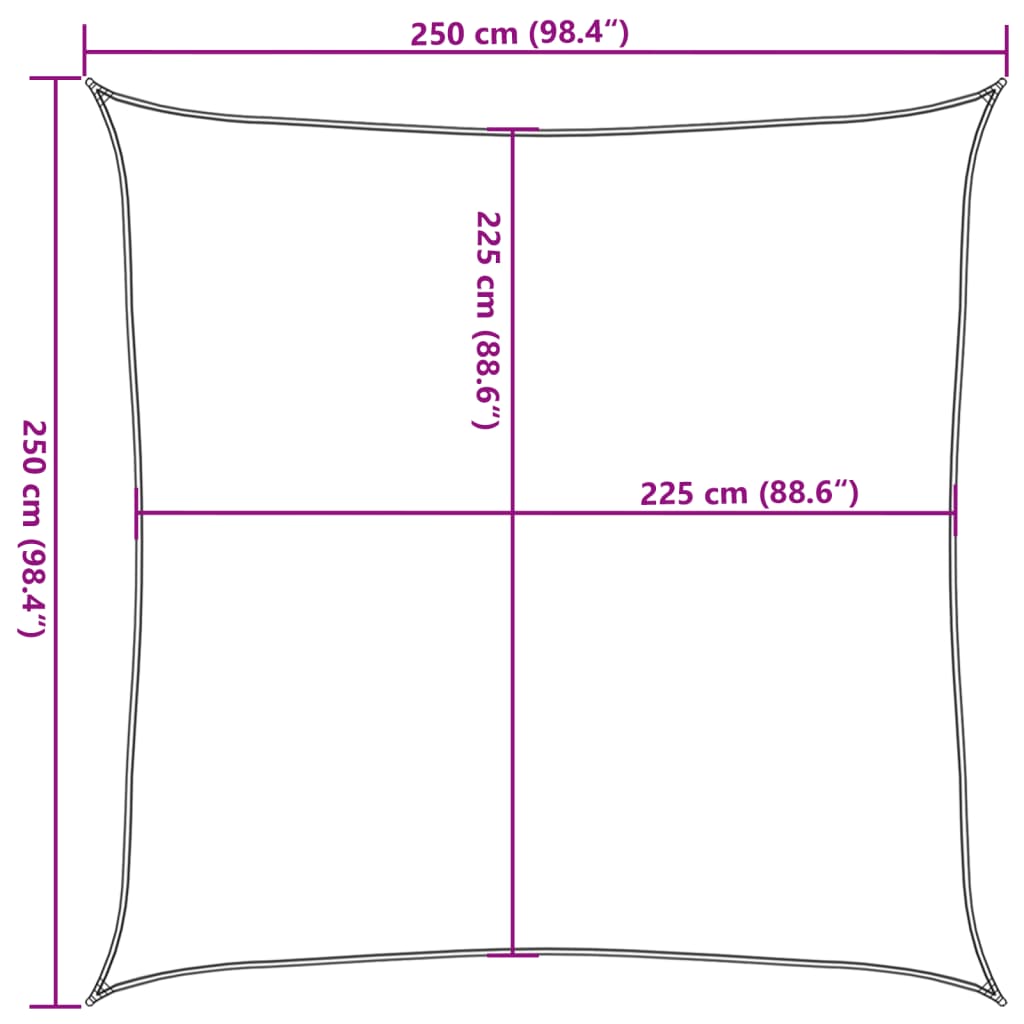 Sunshade Sail 160 g/m² Cream 2.5x2.5 m HDPE