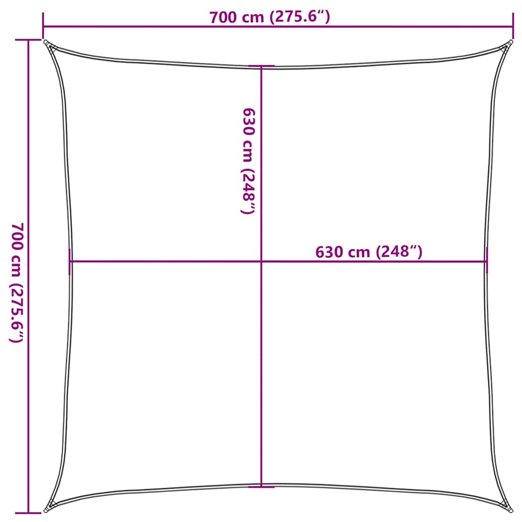 Sunshade Sail 160 g/m² Square Orange 7x7 m HDPE