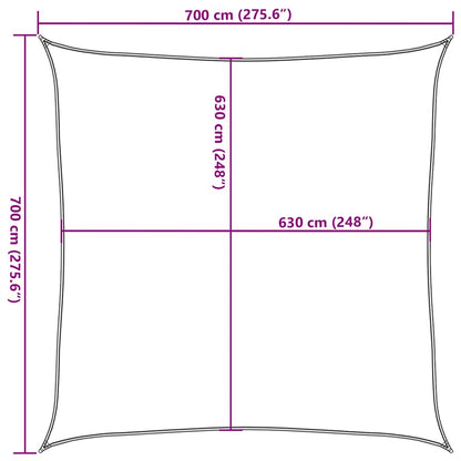 Sunshade Sail 160 g/m² Square Orange 7x7 m HDPE