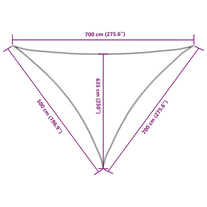 Sunshade Sail Oxford Fabric Triangular 5x7x7 m Cream