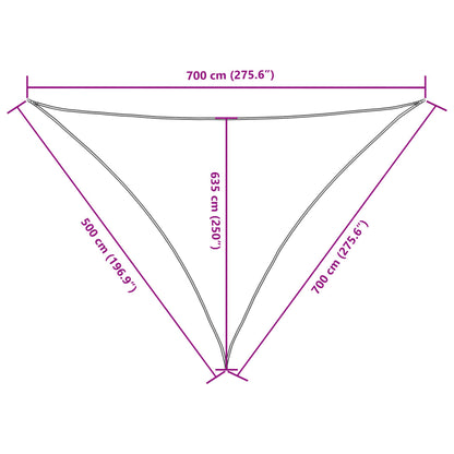 Sunshade Sail Oxford Fabric Triangular 5x7x7 m White