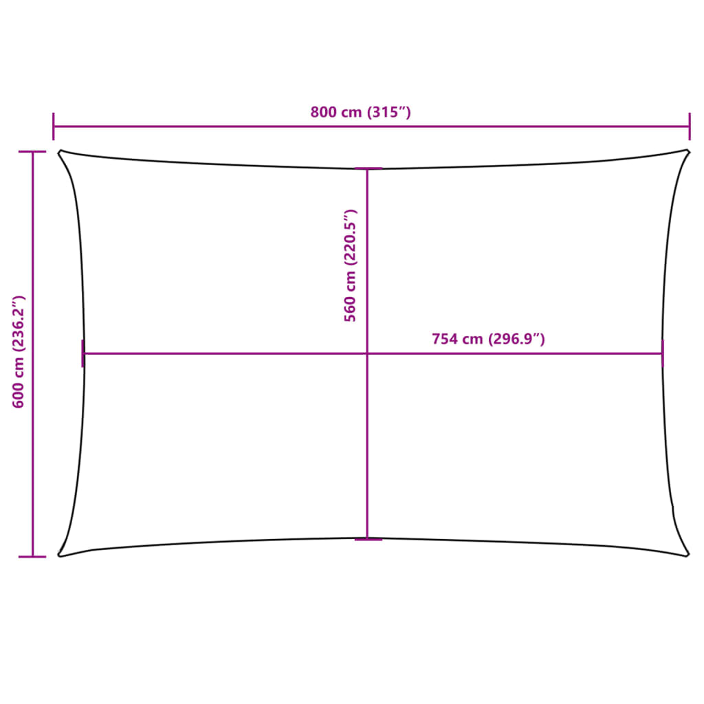 Sunshade Sail Oxford Fabric Rectangular 6x8 m Black