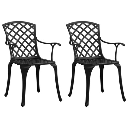 Garden Chairs 2 pcs Cast Aluminium Black
