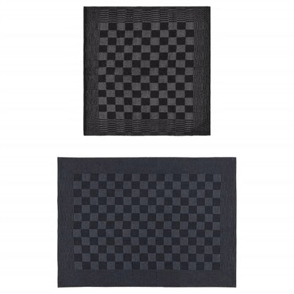 50 Piece Towel Set Black and Grey Cotton