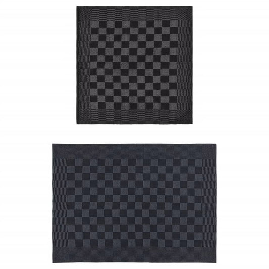 50 Piece Towel Set Black and Grey Cotton