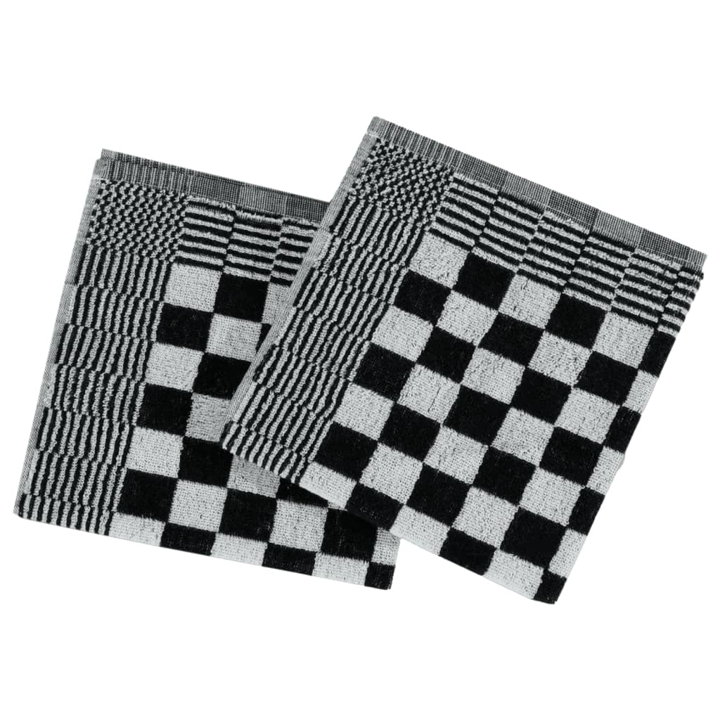 50 Piece Towel Set Black and White Cotton