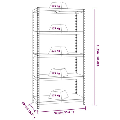 5-Layer Shelves 2 pcs Anthracite Steel&Engineered Wood