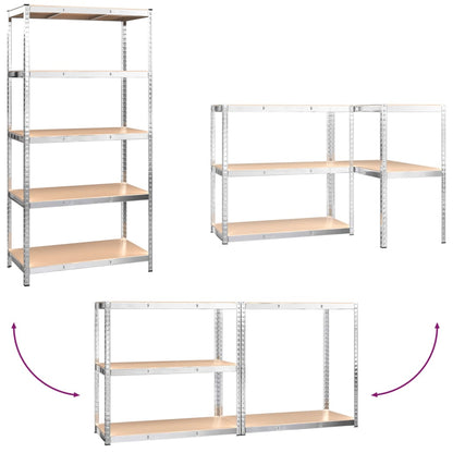 5-Layer Storage Shelf Silver Steel&Engineered Wood