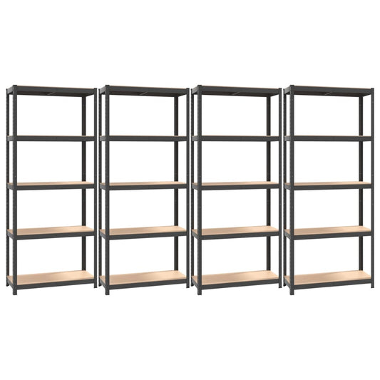 5-Layer Shelves 4 pcs Anthracite Steel&Engineered Wood