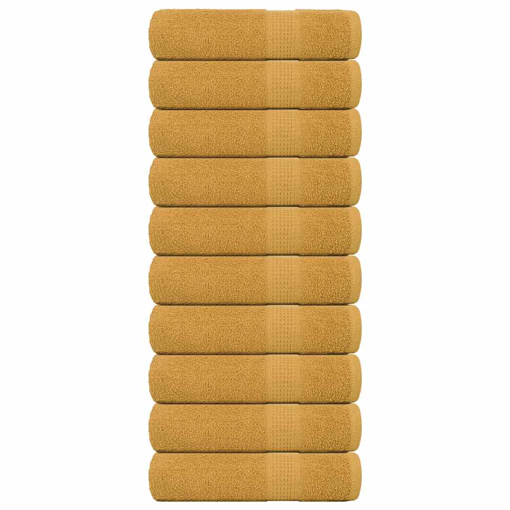 Bath Towels 10 pcs Gold 100x150 cm 360 gsm 100% Cotton