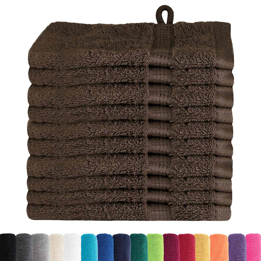 Guest Towel 10 pcs Brown 15 x 21 cm Cotton