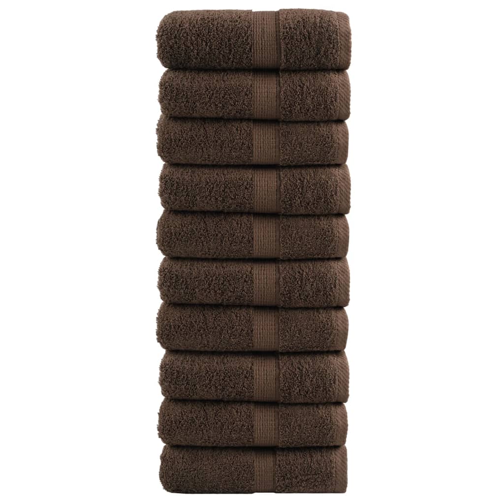Premium Guest Towels SOLUND 10pcs Brown 30x50cm 600gsm