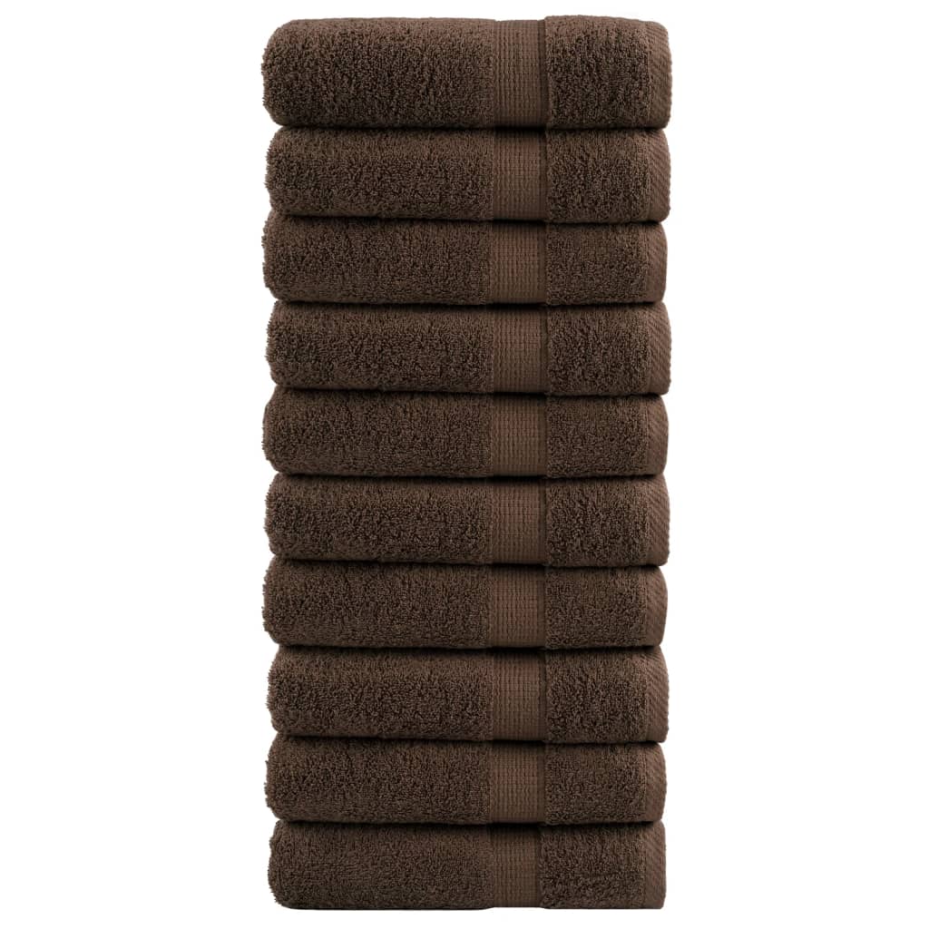 Premium Hand Towels SOLUND 10pcs Brown 50x100cm 600gsm