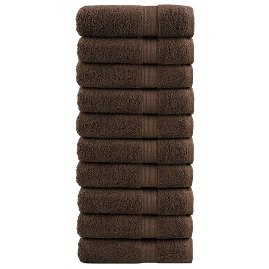 Premium Hand Towels SOLUND 10pcs Brown 50x100cm 600gsm