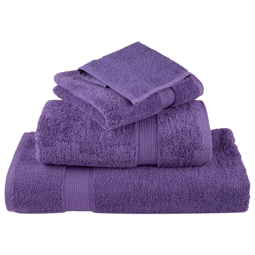 Guest Towel 4 pcs Purple 15 x 21 cm Cotton