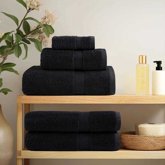 Guest Towel 4 pcs Black 15 x 21 cm Cotton