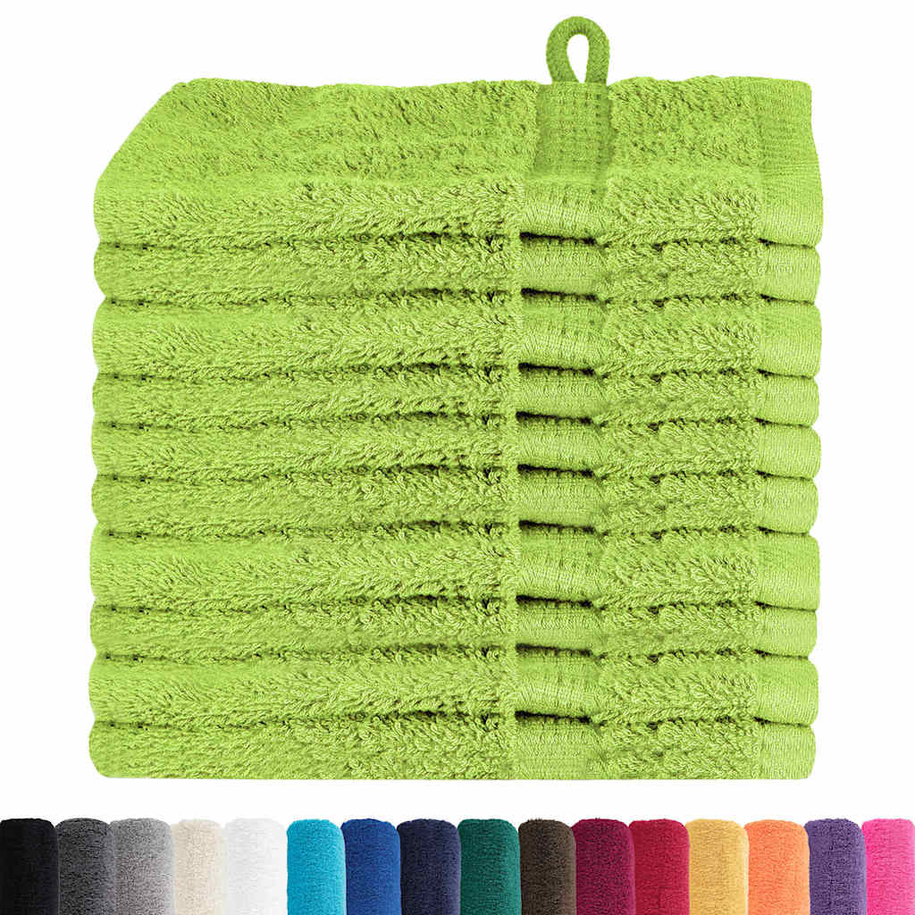 Guest Towel 10 pcs Apple green 15 x 21 cm Cotton