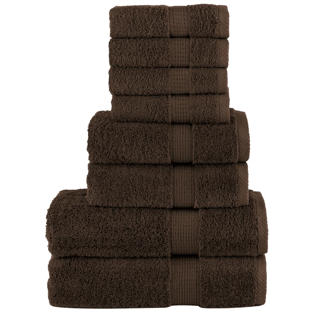 8 Piece Premium Towel Set SOLUND Brown 600 gsm